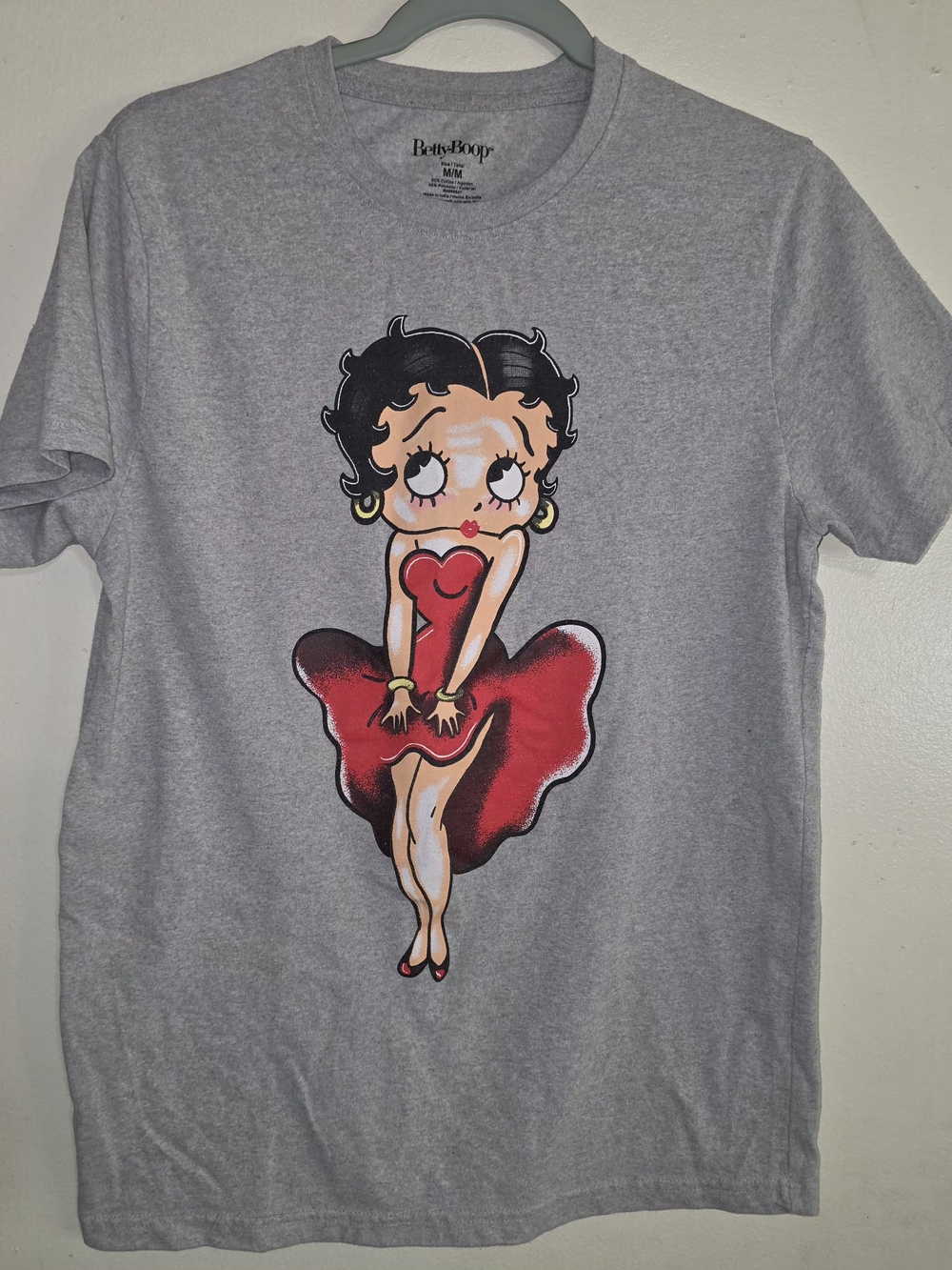 Betty Boop Graphic Tee Graphic Short Sleeve Tee in Gray Size Medium